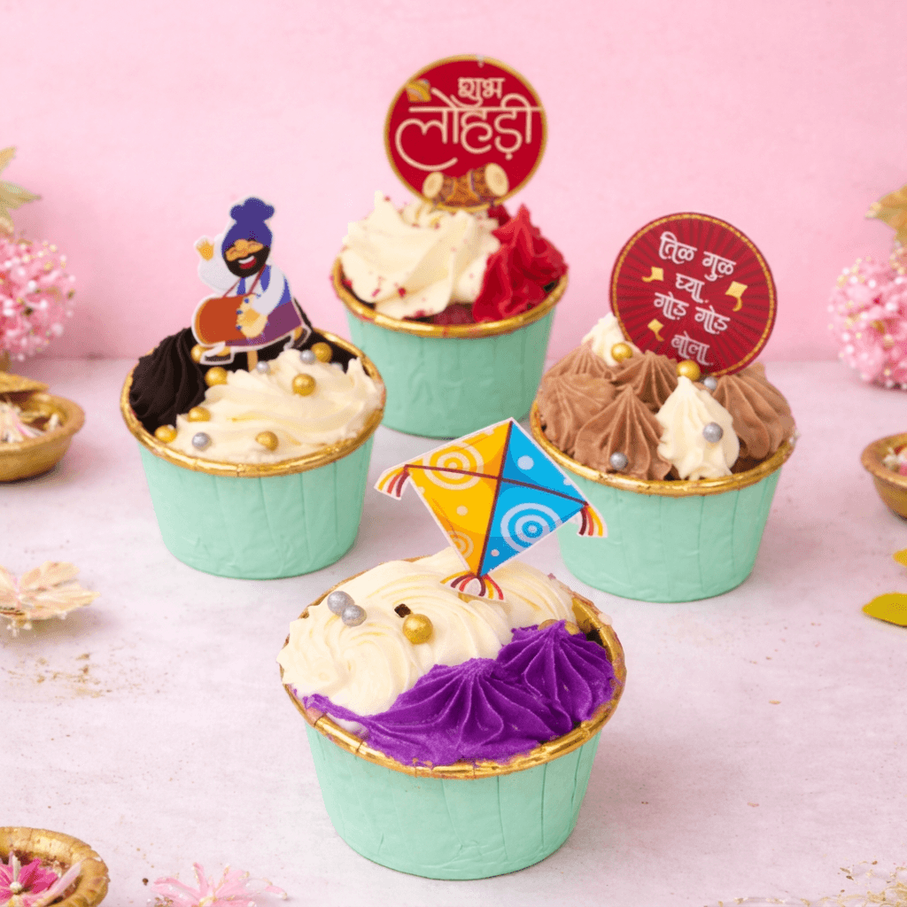 Makar Sankranti and Lohri Special Cupcakes Box of 4