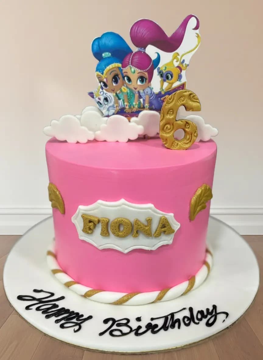 Pink Princess Themed Birthday Cake