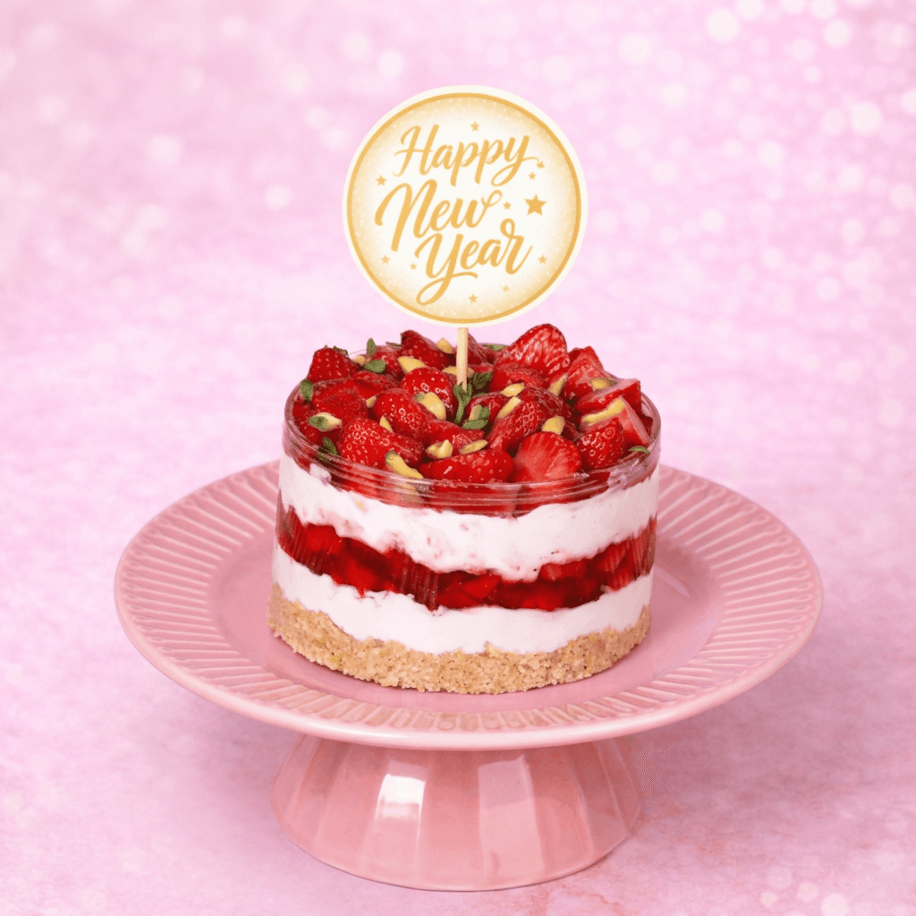 Strawberry New Year Special Cheesecake Bento