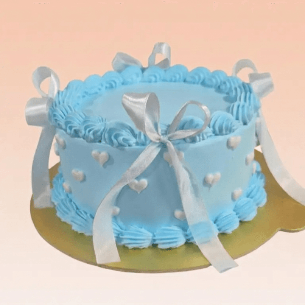 Vintage Blue & White Hearts Cake