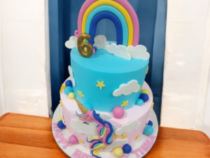 Rainbow Unicorn 2 Tier Cake