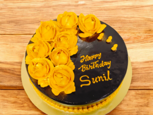 Golden Flowers Birthday Cake