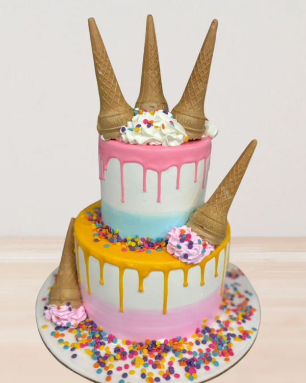 Ice Cream Cone Themed Birthday Cake
