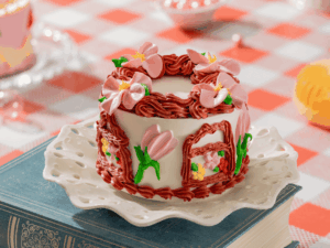 vintage coffee walnut bento cake