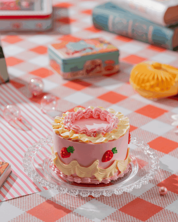 Vintage Strawberry Bento Cake
