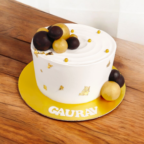 White & Gold Birthday Cake